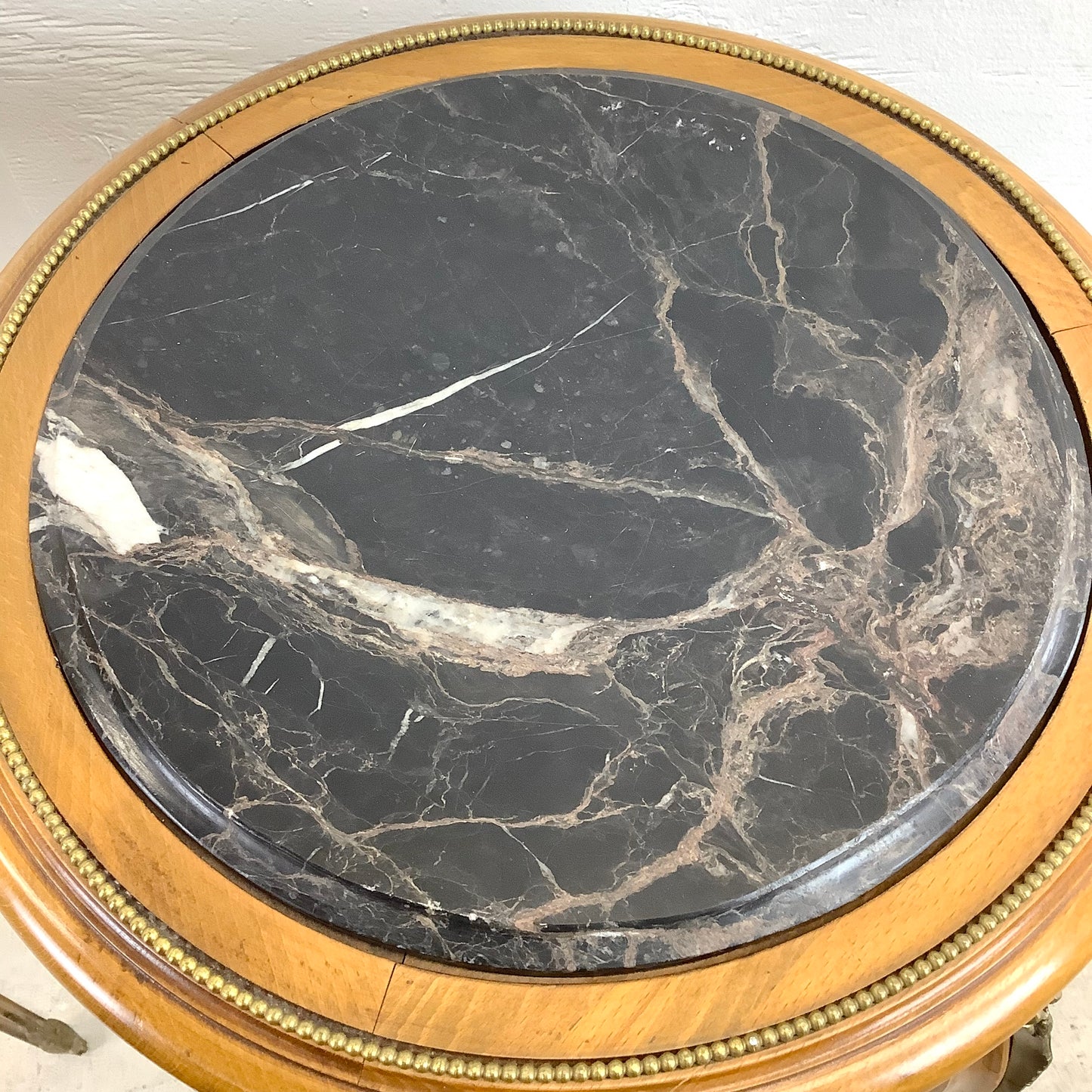 Pair of Vintage Louis XV Style Stone Top Side Tables with Ornate Detail