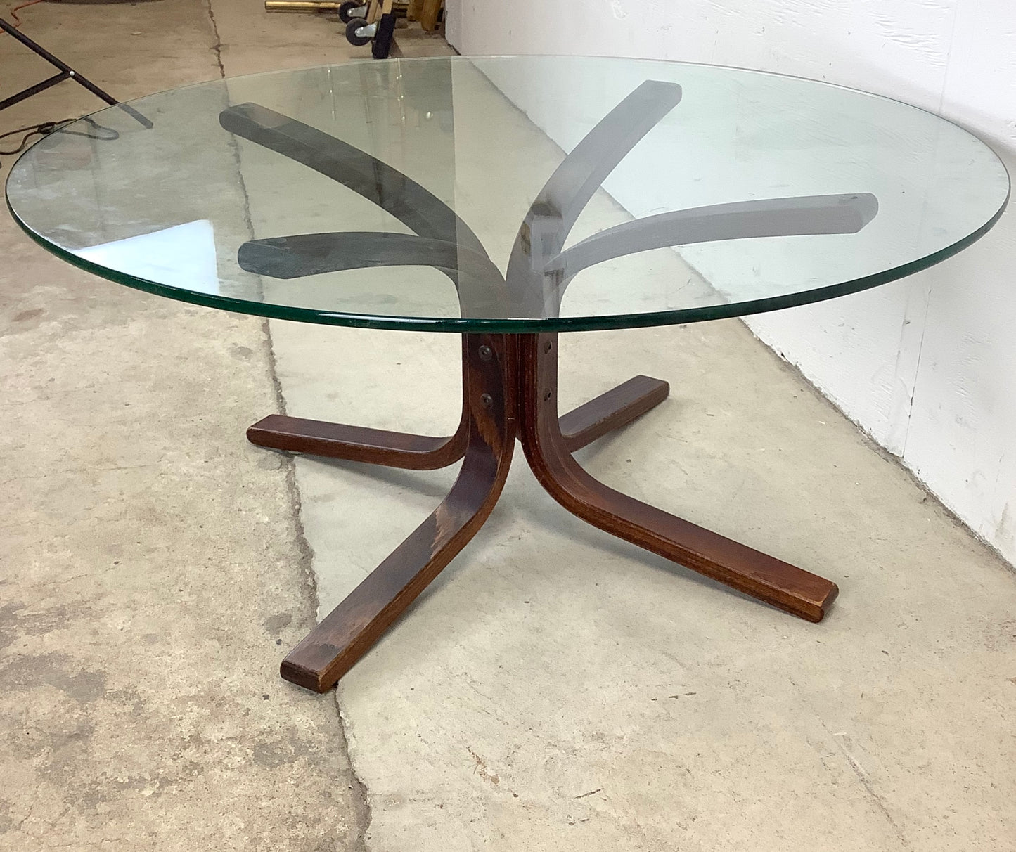 Scandinavian Modern Glass Top Bentwood "Siesta" Coffee Table From Westnofa