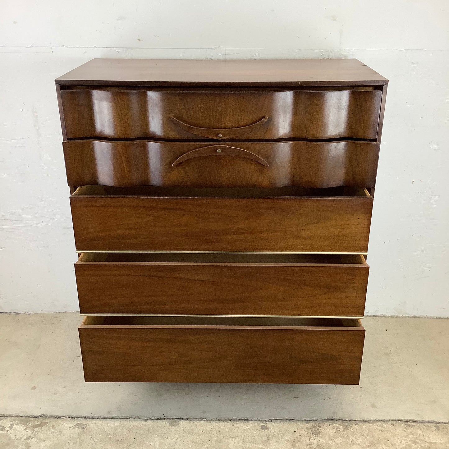 Mid-Century Walnut Highboy Dresser from Bassett