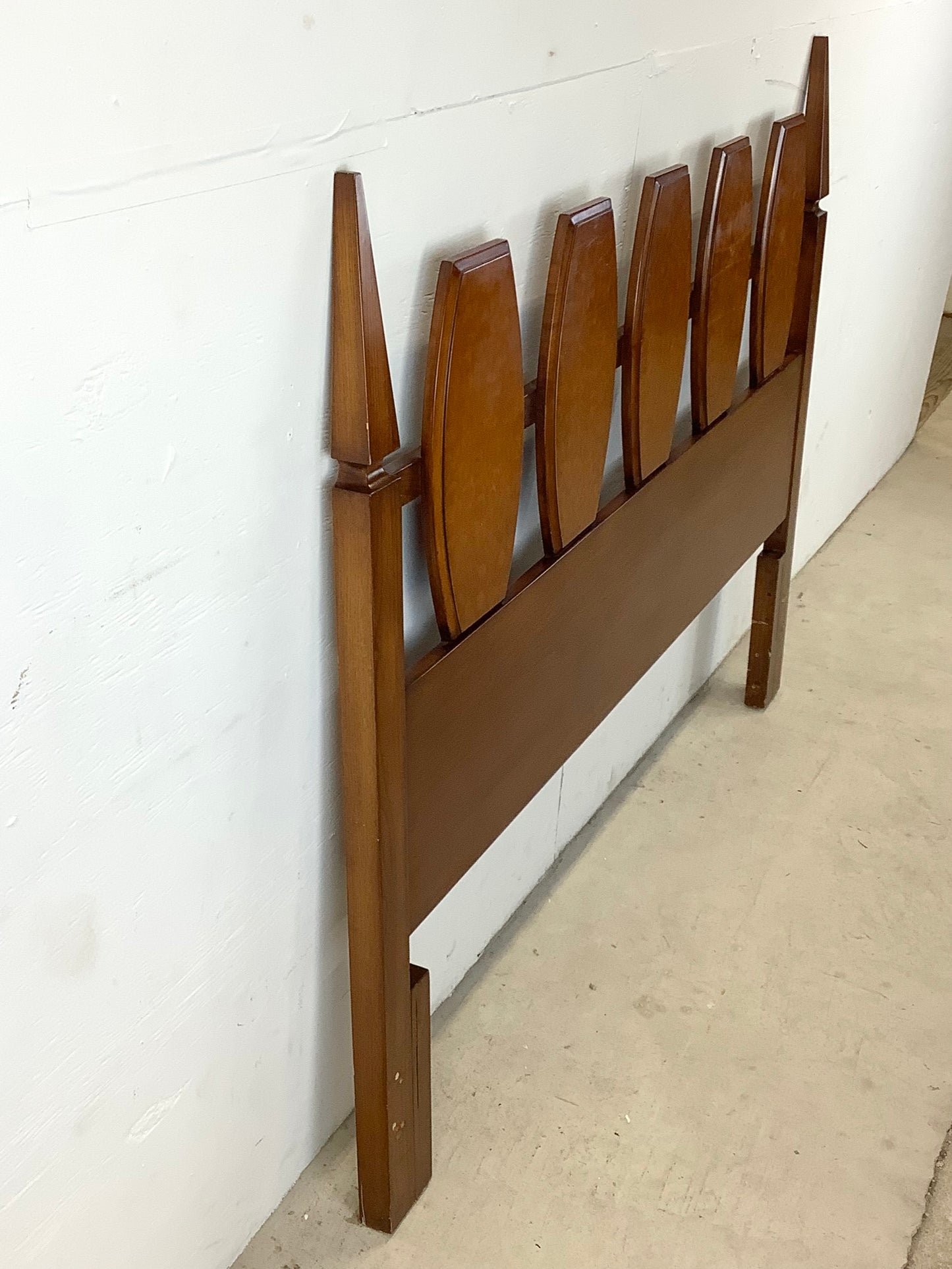 Vintage Mid-Century Burlwood Headboard- Full / Queen Size