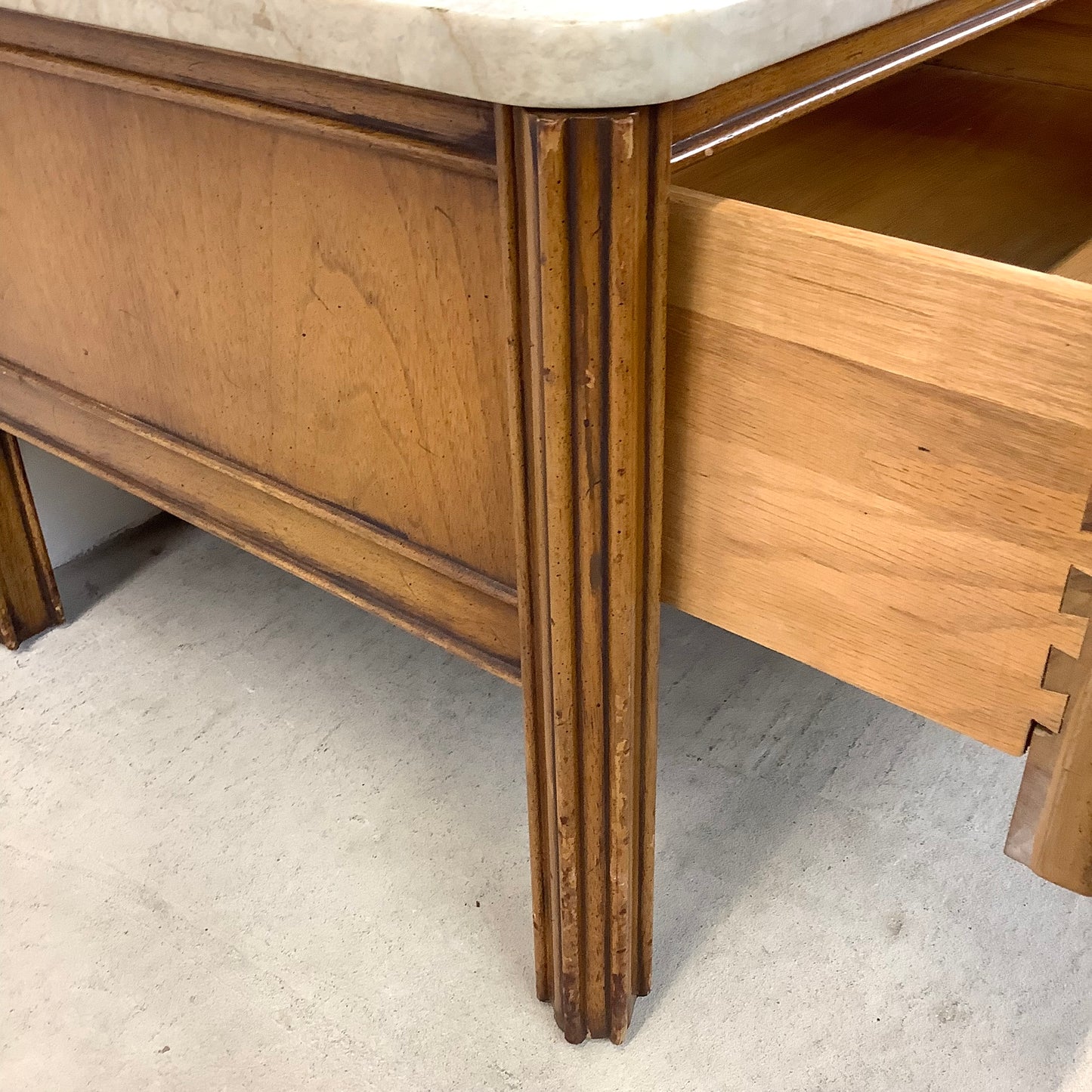 Vintage Storage Coffee Table With Stone Top