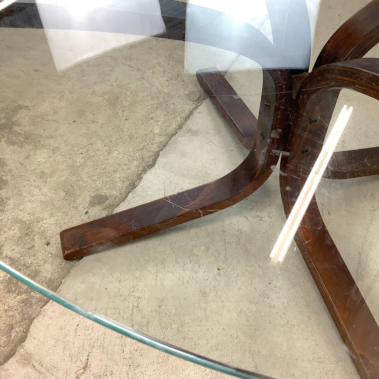 Scandinavian Modern Glass Top Bentwood "Siesta" Coffee Table From Westnofa