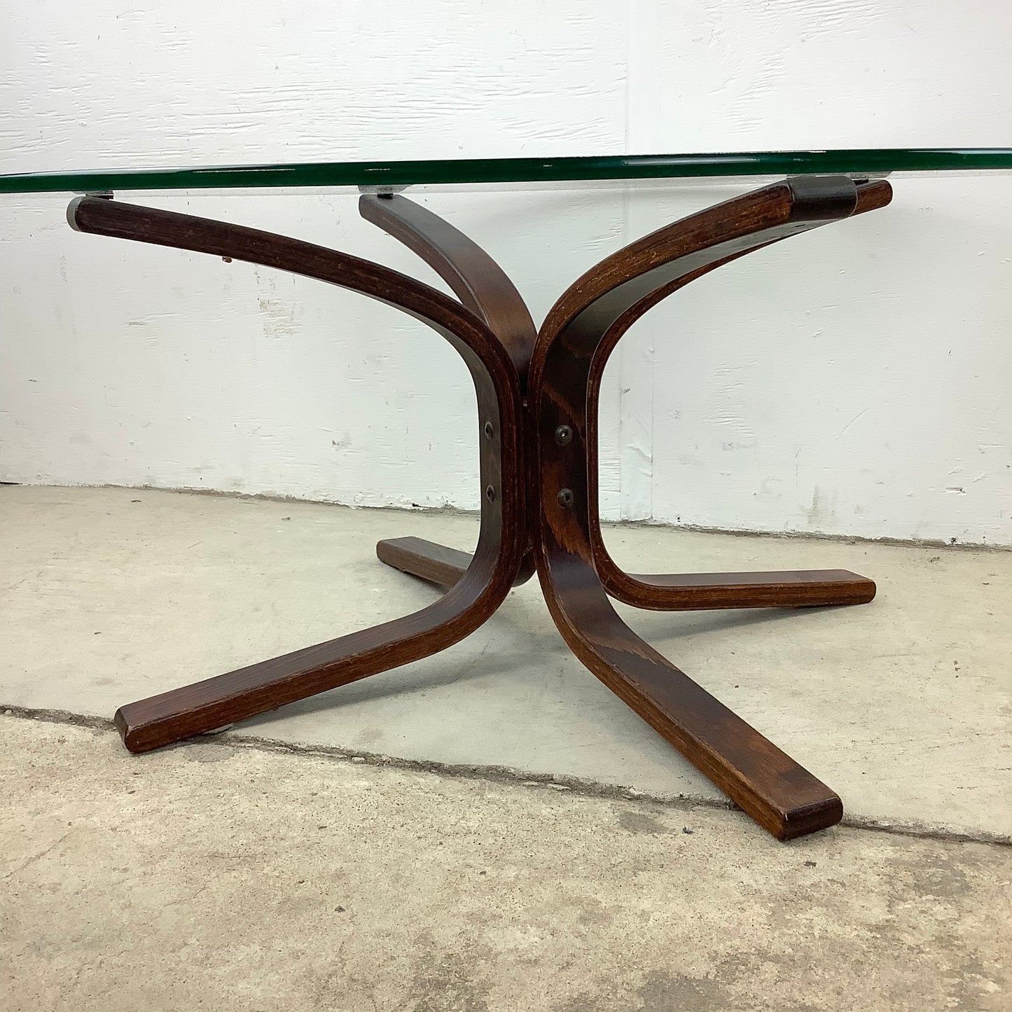 Scandinavian Modern Glass Top Bentwood "Siesta" Coffee Table From Westnofa
