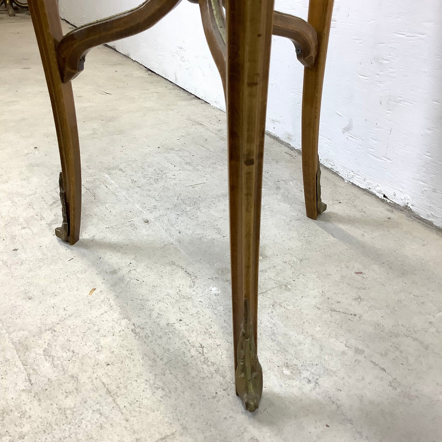 Pair of Vintage Louis XV Style Stone Top Side Tables with Ornate Detail