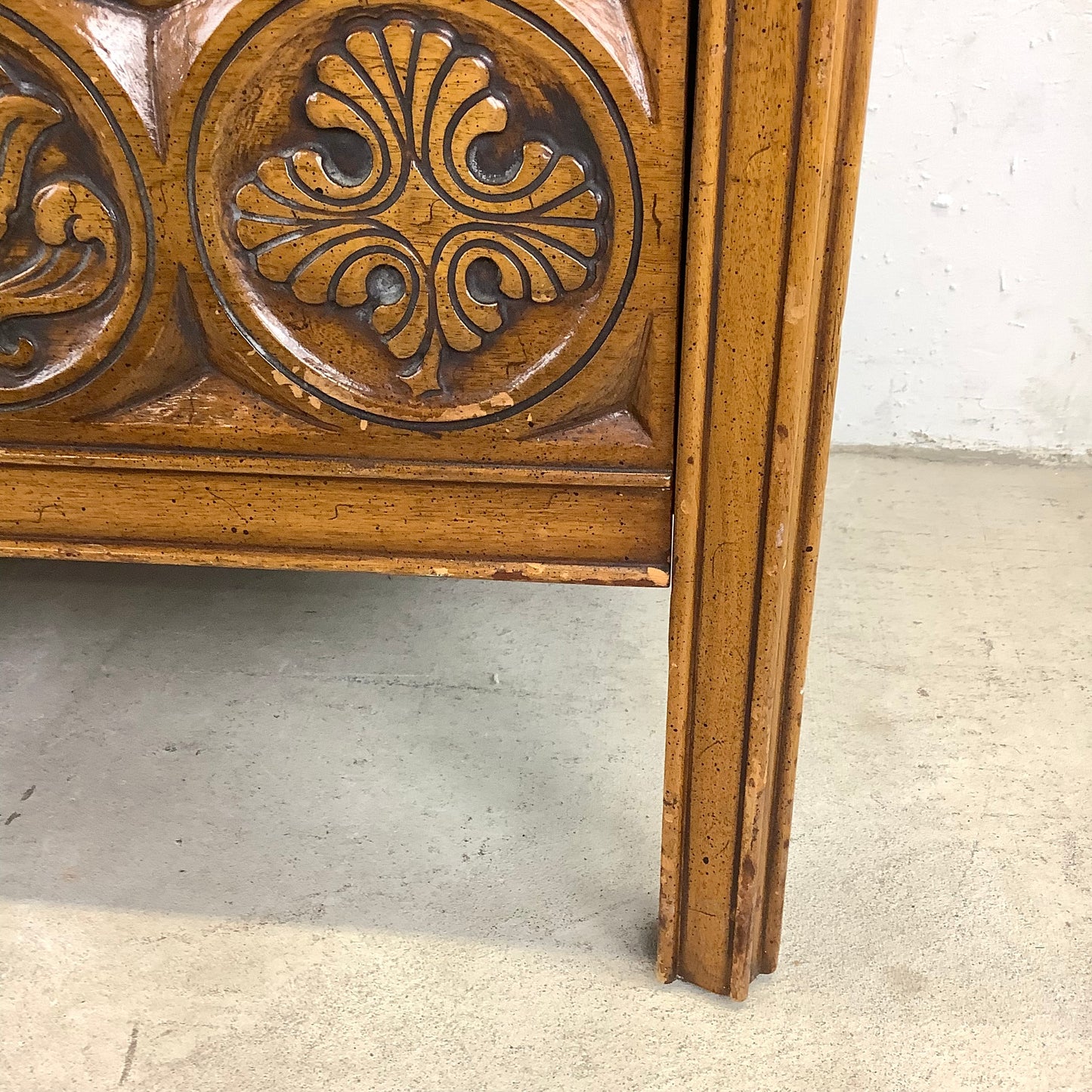 Vintage Storage Coffee Table With Stone Top