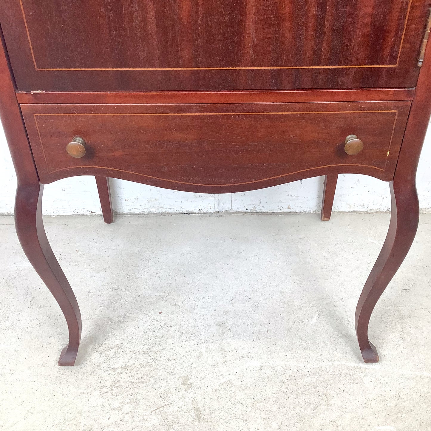 Edwardian Style Mahogany Music Cabinet | Marquetry Inlay | Cabriole Legs | 20th Century