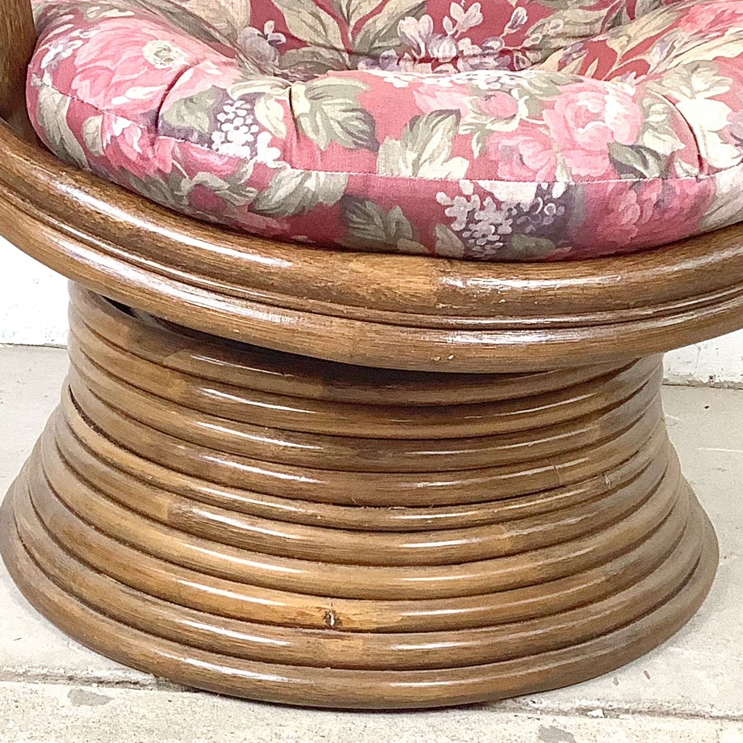 Vintage Bentwood Rattan Swivel Lounge Chair