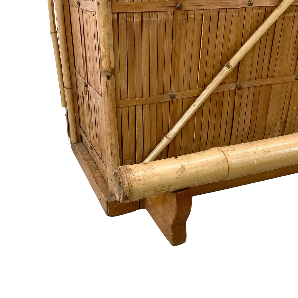 Vintage Bamboo &amp; Woven Rattan Freestanding Cocktail Bar