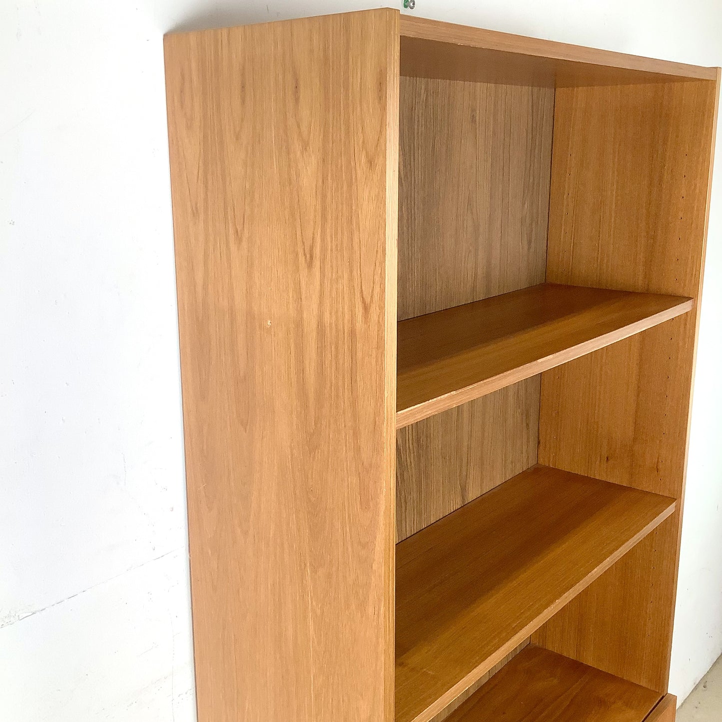  Vintage Scandinavian Modern Teak Bookcase with Lower Cabinet