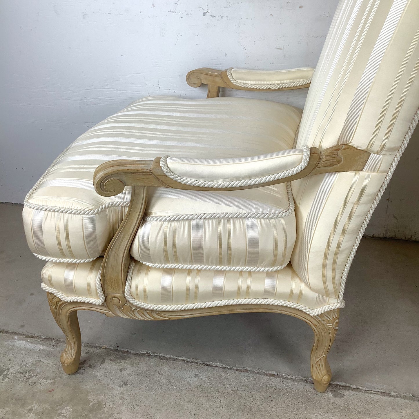 Vintage Pair of Louis XV–Style Bergère Chairs with Curved Frames