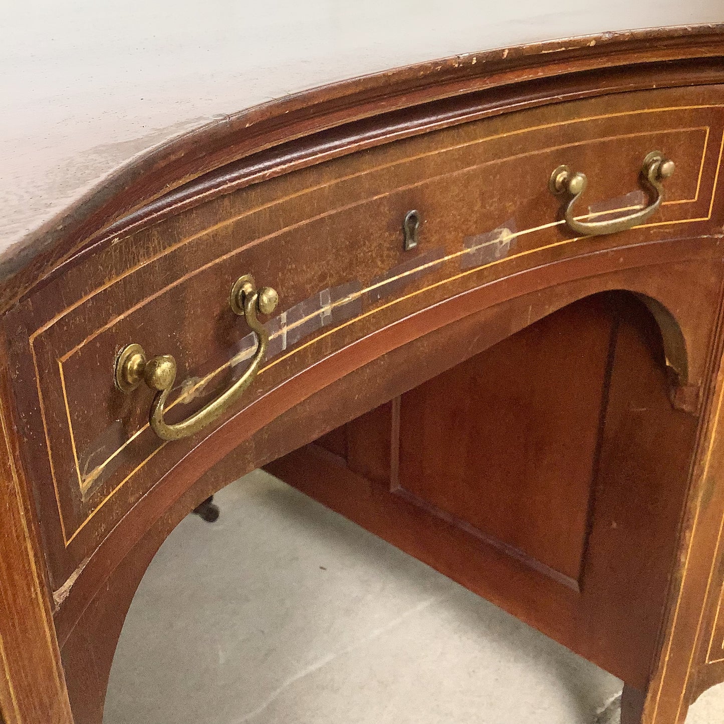 English Edwardian Mahogany Kidney Writing Desk