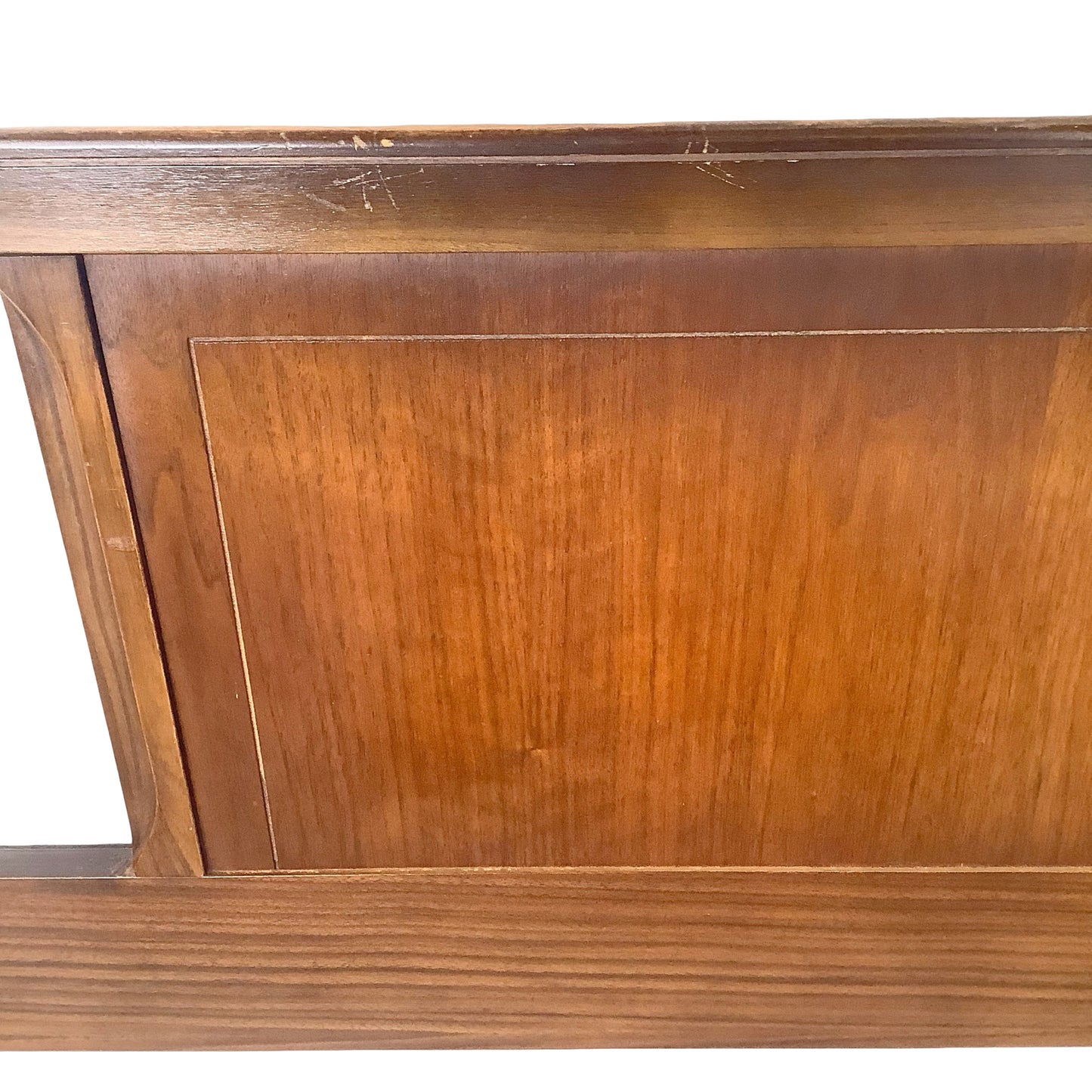 Mid-Century Modern Walnut Headboard | Vintage Full/Queen | Sculptural Cutout Design