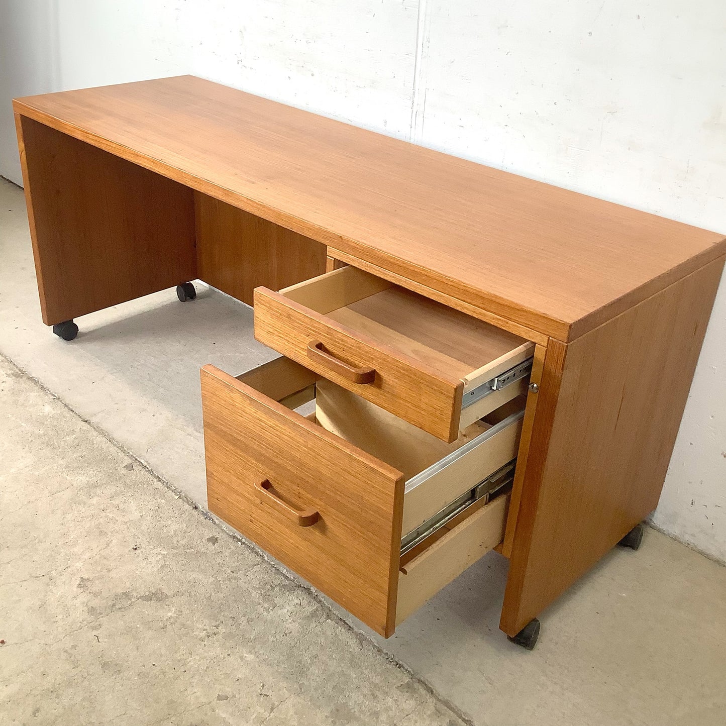 Mid-Century Danish Modern Teak Single Pedestal Writing Desk