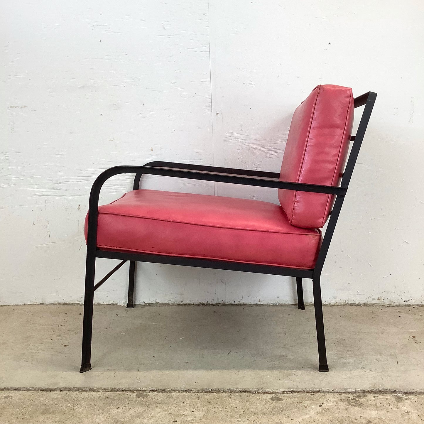 MCM Wrought Iron Patio Chair with Ottoman