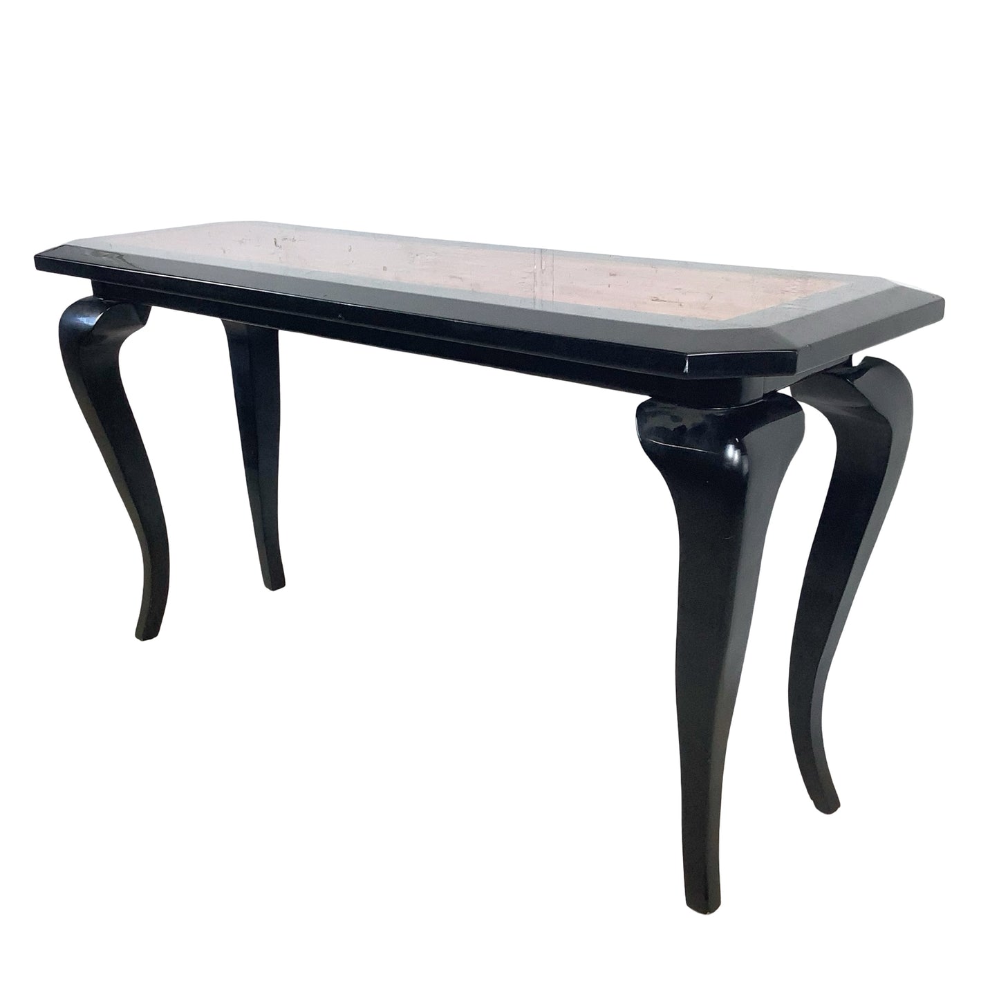 Postmodern Black Lacquer Console Table – Sculptural Legs