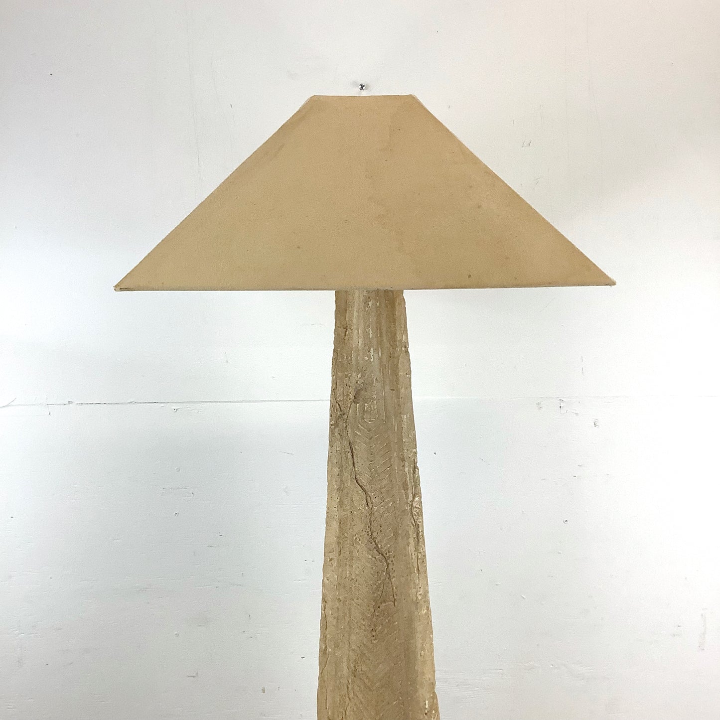 Vintage Textured Stone Obelisk Floor Lamp – Heavy Karl Springer Inspired Design