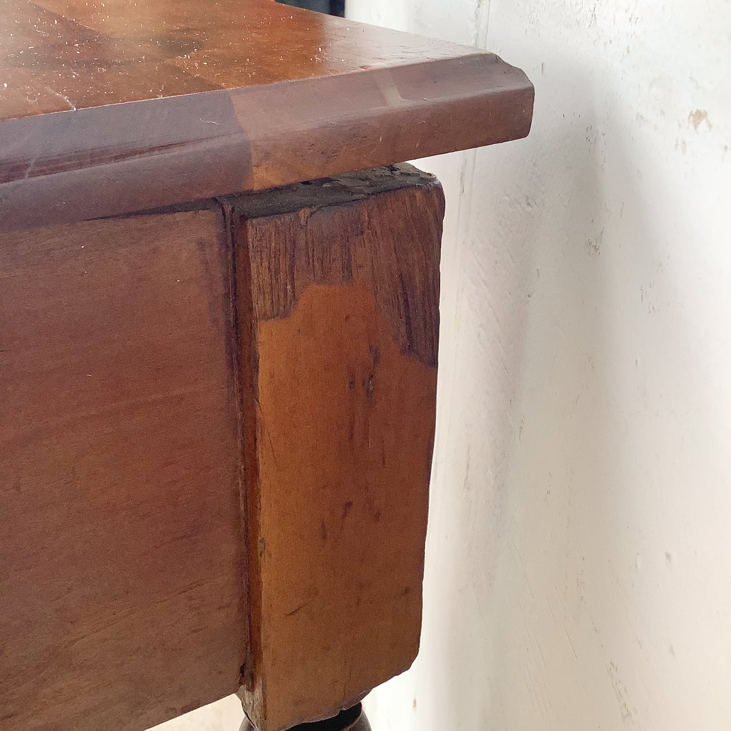 19th Century French Provincial Hand-Carved Walnut Side Table