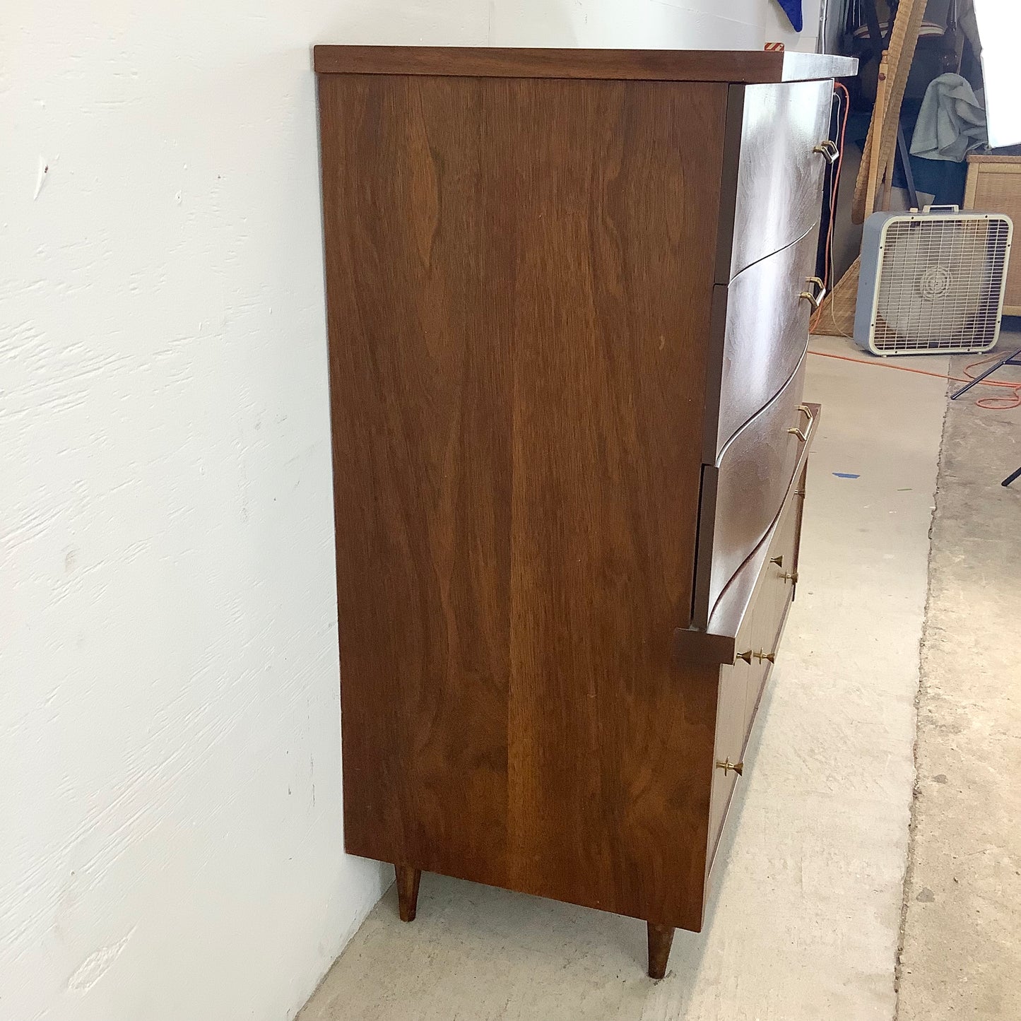 Mid-Century Walnut Highboy Dresser by Bassett Furniture