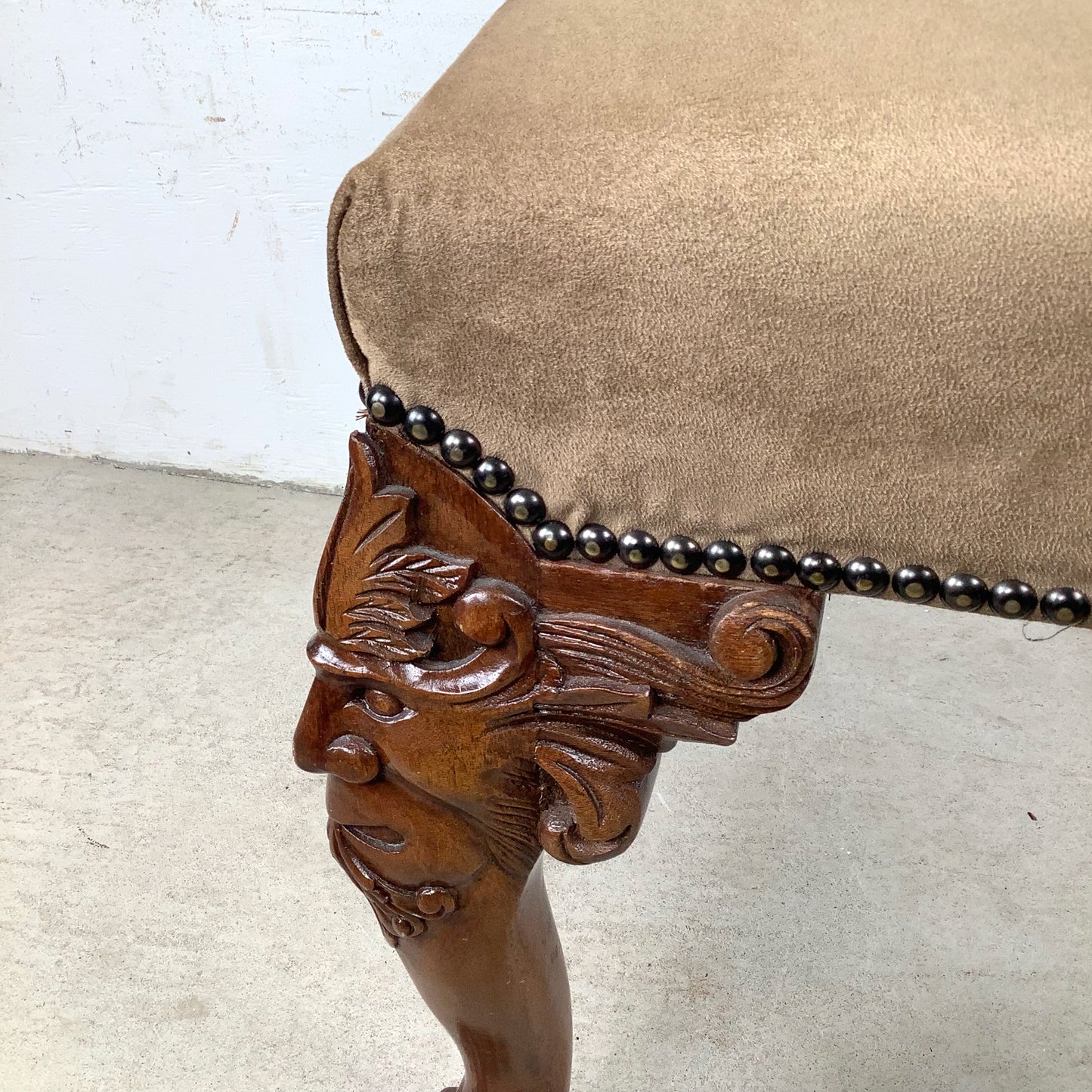 Gothic Revival Carved Grotesque Footstool