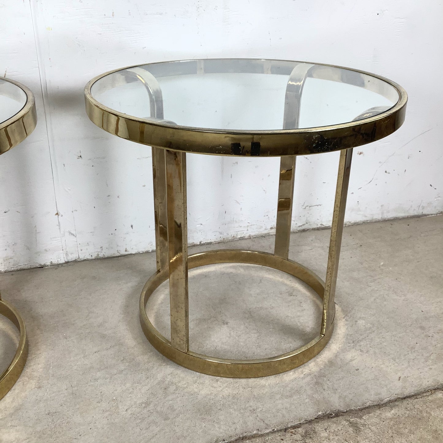 Pair of Vintage Brass and Glass Side Tables