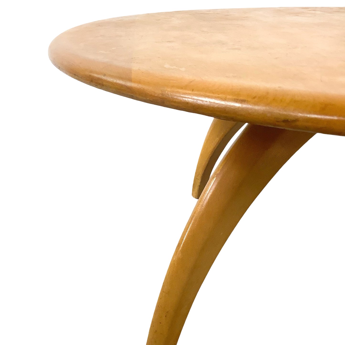 Heywood-Wakefield Solid Birch Lazy Susan Revolving Coffee Table (Wheat Finish)