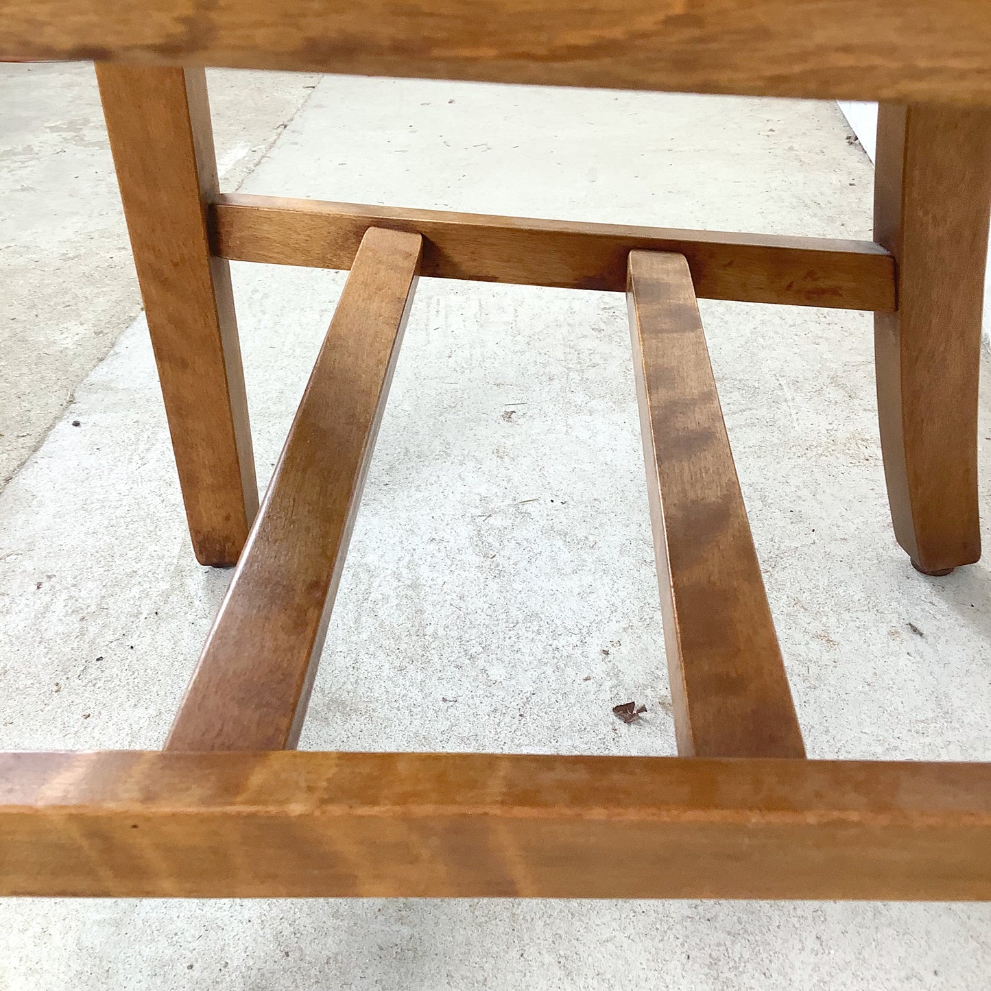 Vintage American Schoolhouse Chair — Solid Wood Slat Back, Saddle Seat