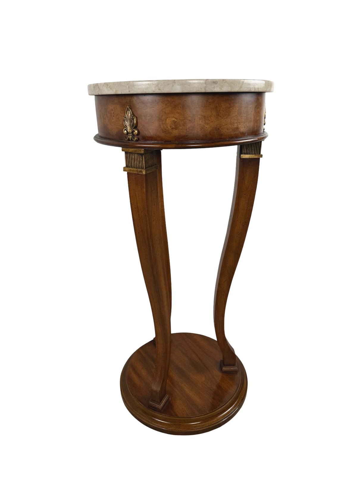 Vintage Neoclassical Italian Marble-Top Pedestal Side Table