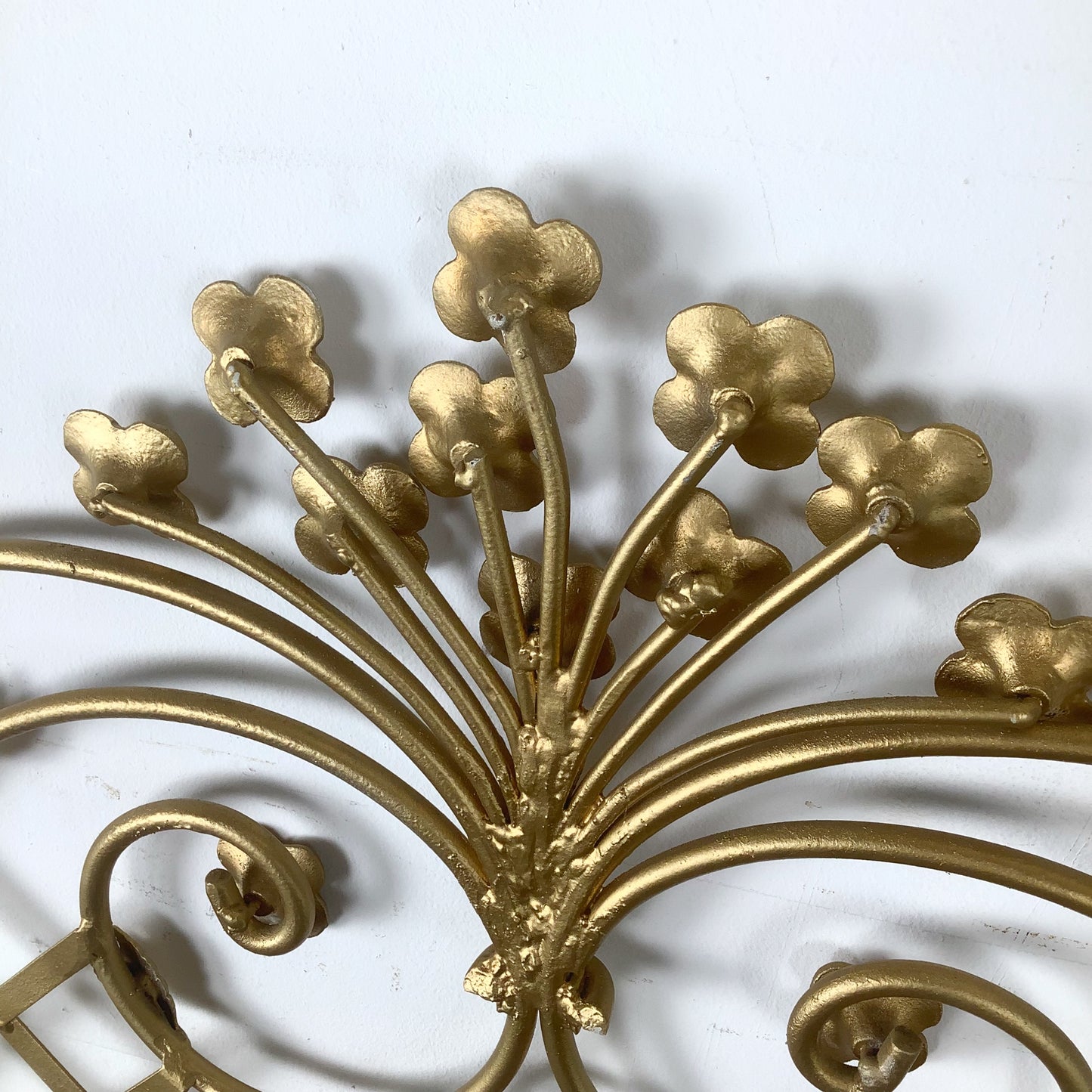 Vintage Hollywood Regency Gilt Metal Trellis Headboard
