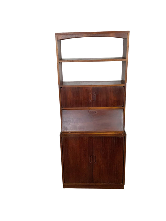 Vintage Mid-Century Modern Walnut Secretary Bookcase | Drop-Front Desk | c. 1960s