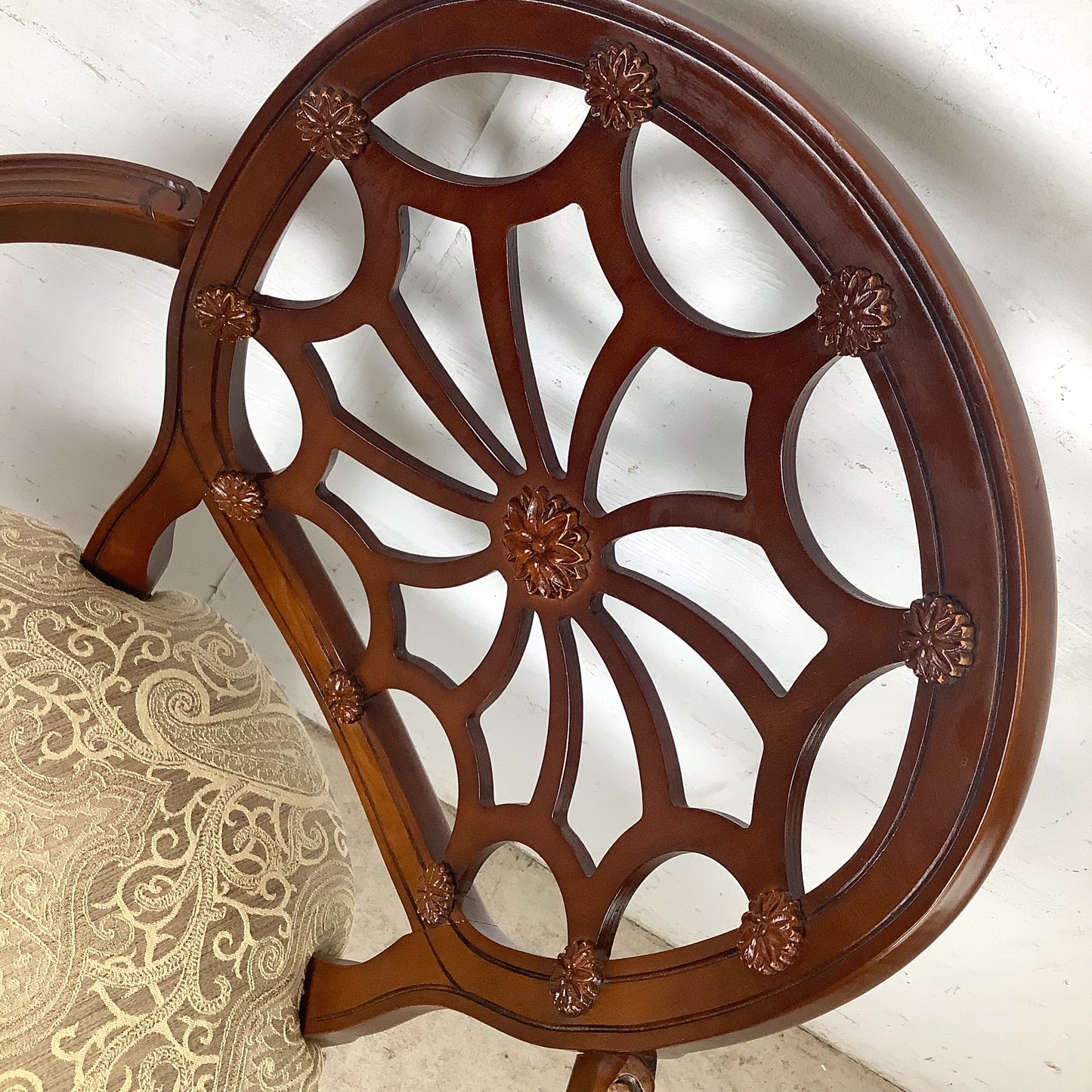 Hepplewhite Spider Back Mahogany Armchair | Upholstered Seat | Late 20th Century