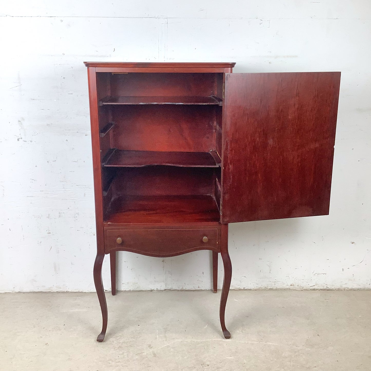 Edwardian Style Mahogany Music Cabinet | Marquetry Inlay | Cabriole Legs | 20th Century