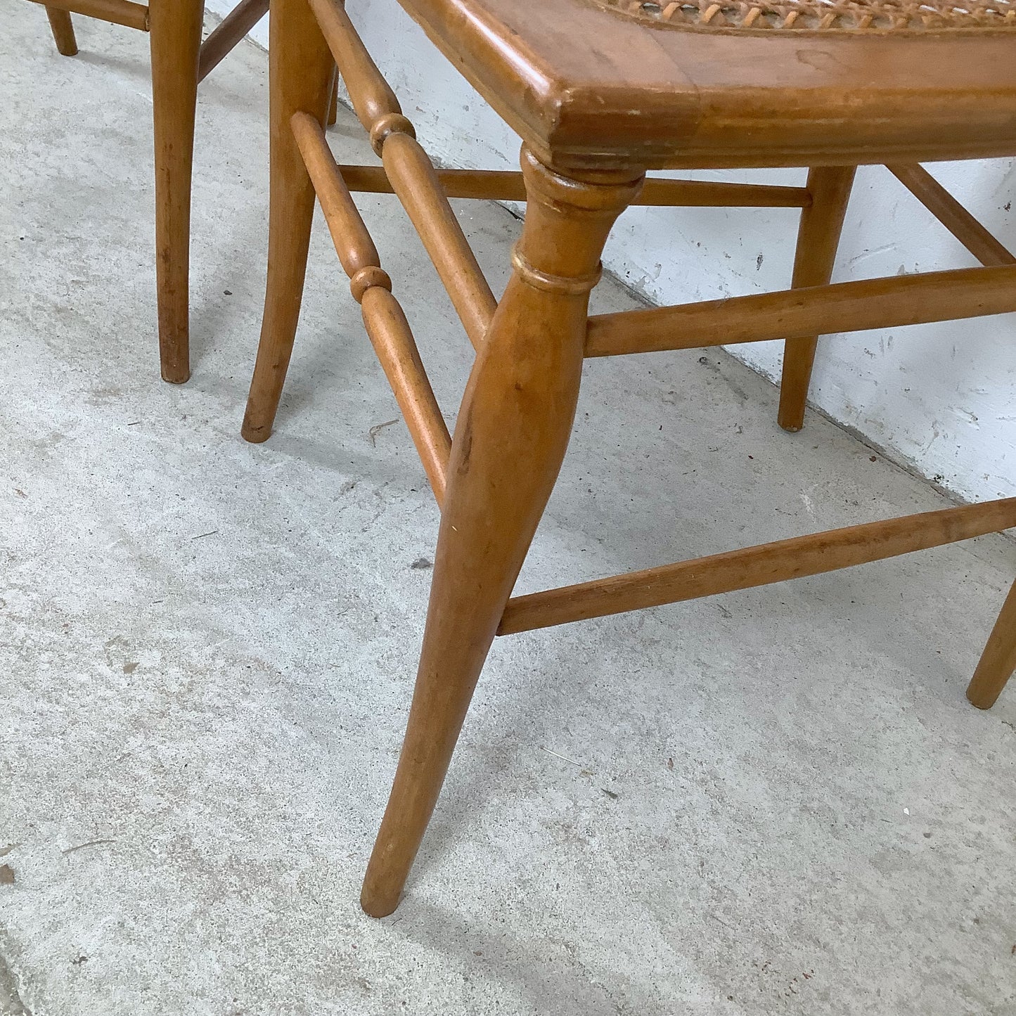 Antique Ribbon & Garland Caned Seat Side Chairs – Pair