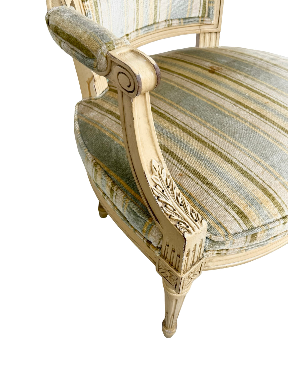 Vintage Neoclassical X-Back Side Chair with Striped Upholstered Seat