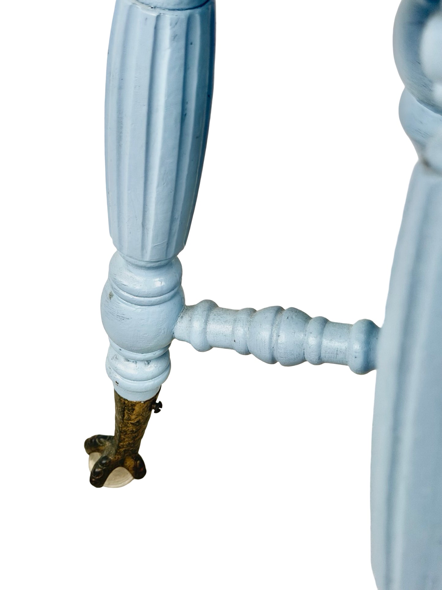 Victorian Adjustable Piano Stool — Painted Blue with Claw black & Glass Ball Feet