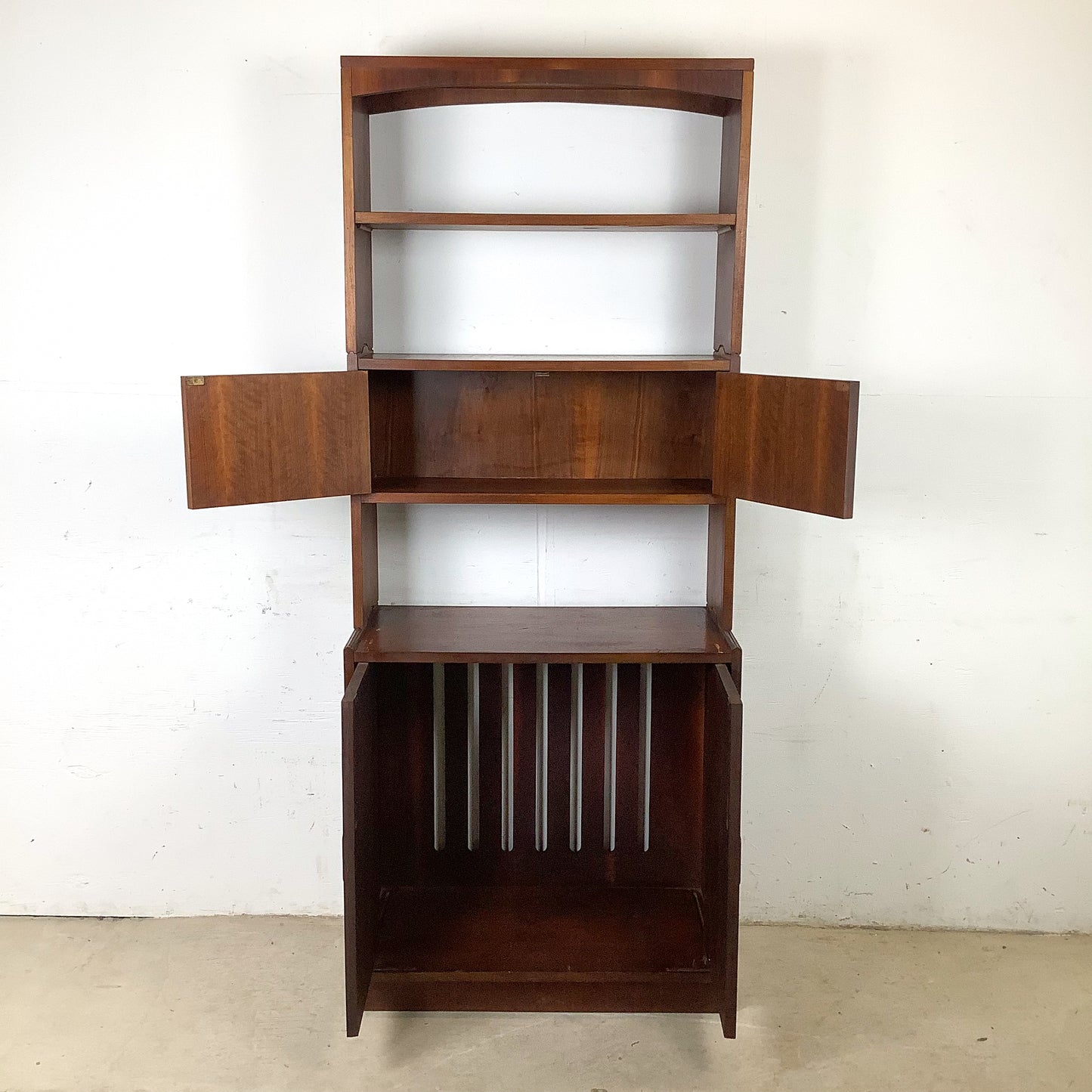 Vintage Mid-Century Modern Walnut Secretary Bookcase | Drop-Front Desk | c. 1960s