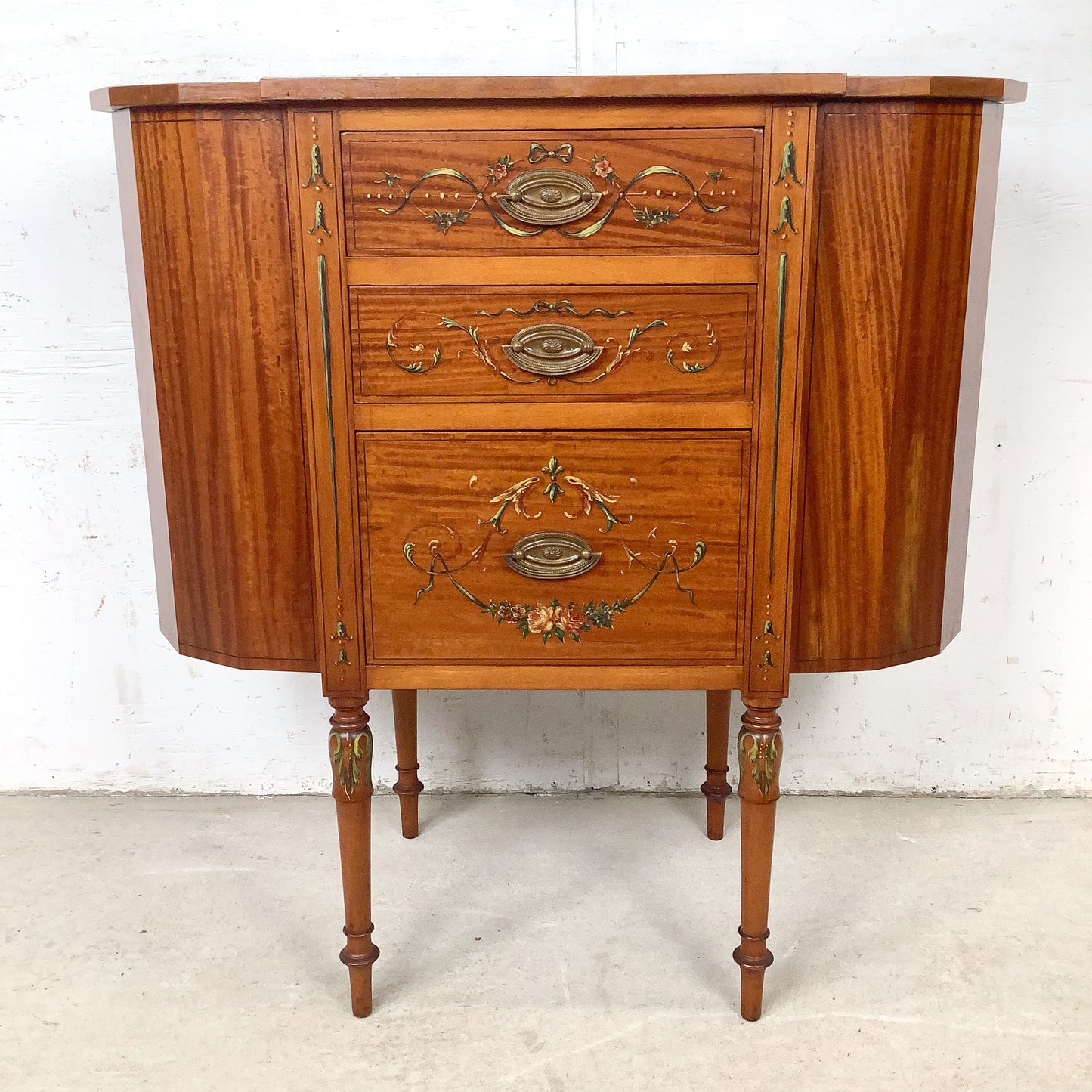 American Adam Revival Satinwood Martha Washington Sewing Cabinet | Aimone Mfg. Co., New York | circa 1900–1919