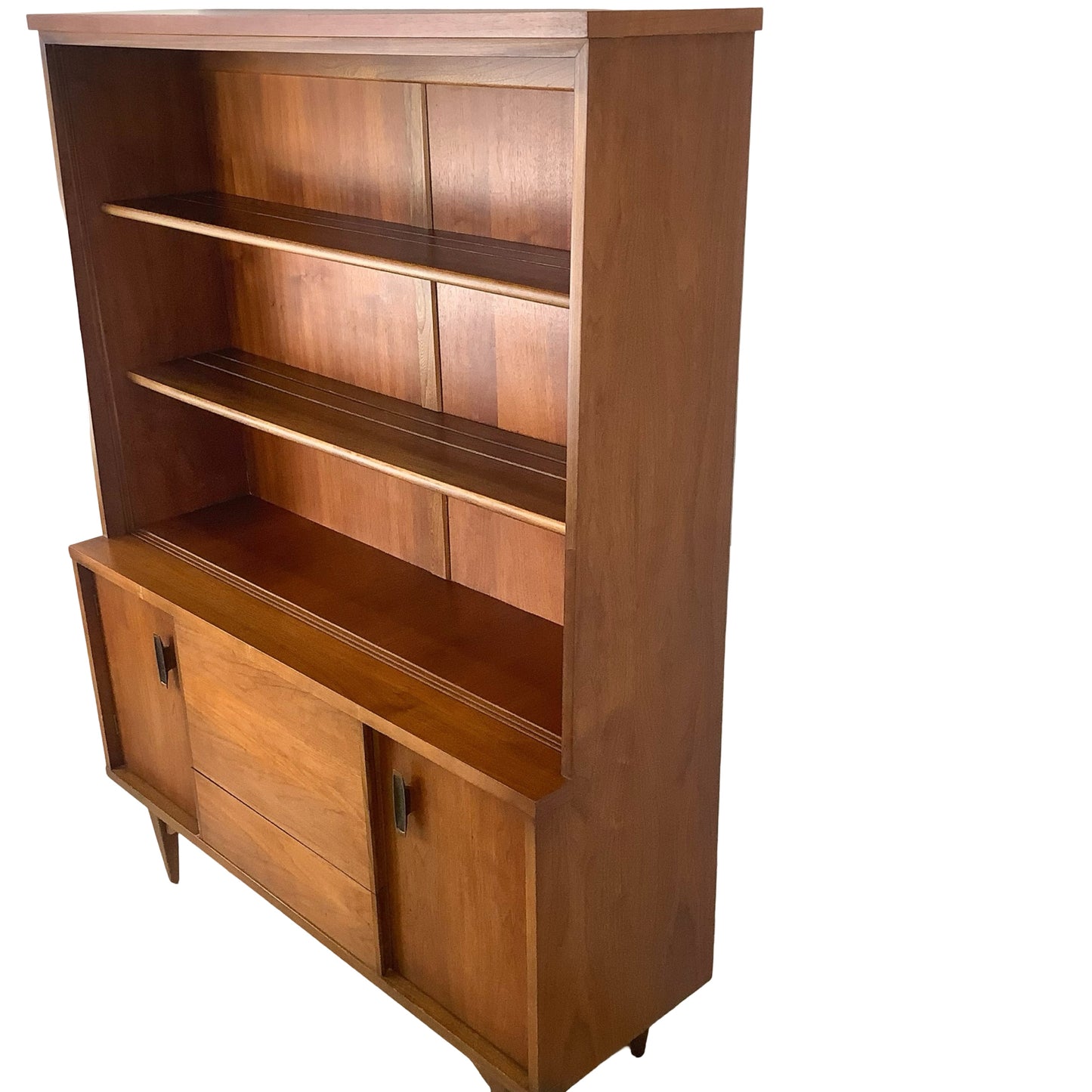 Vintage Mid-Century Modern Walnut Display Hutch, China Cabinet