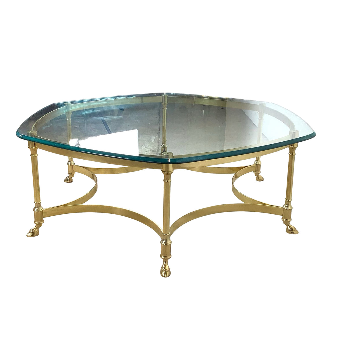 Sculptural Hollywood Regency Brass &amp; Glass Coffee Table