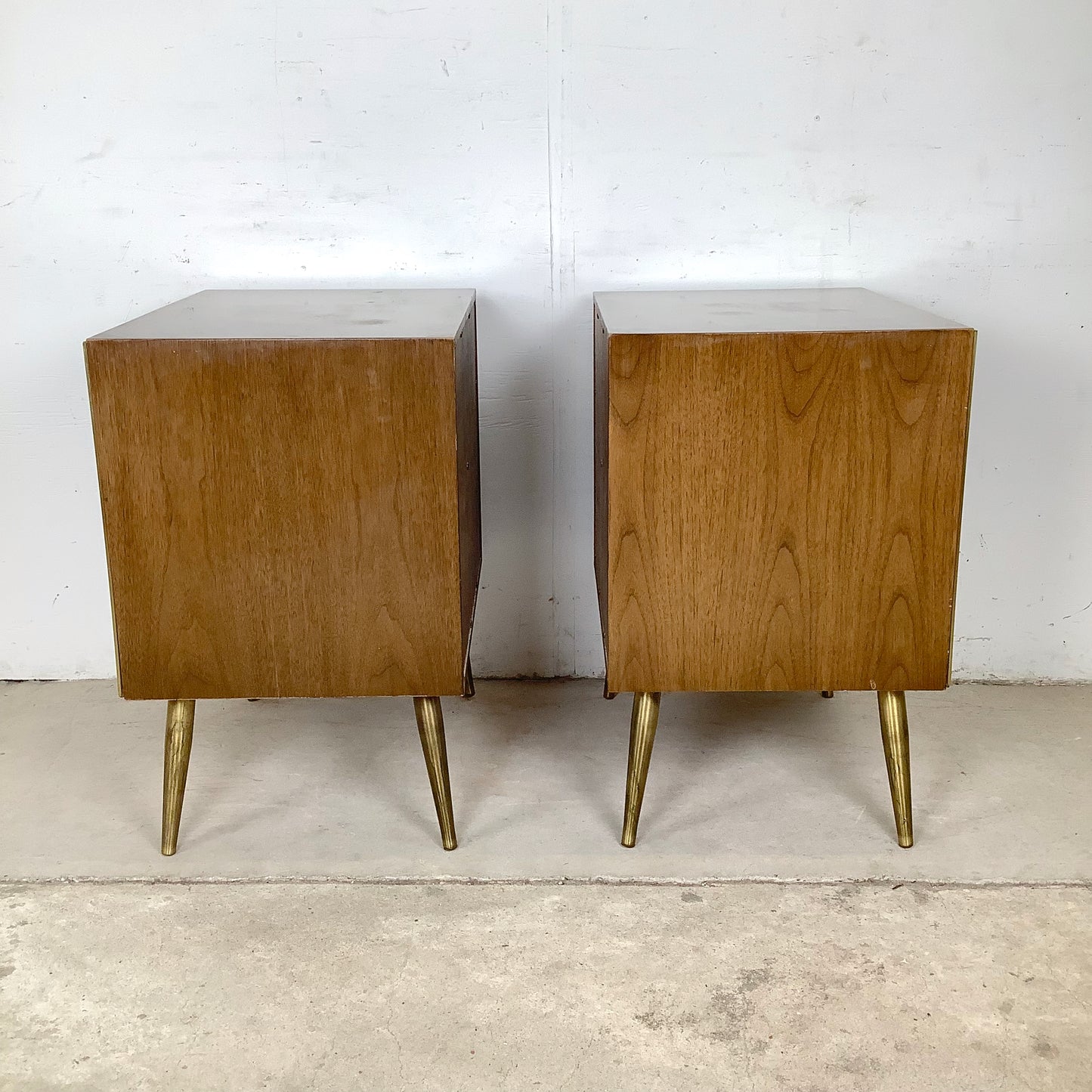 Mid-Century Brass Leg Nightstands- a Pair