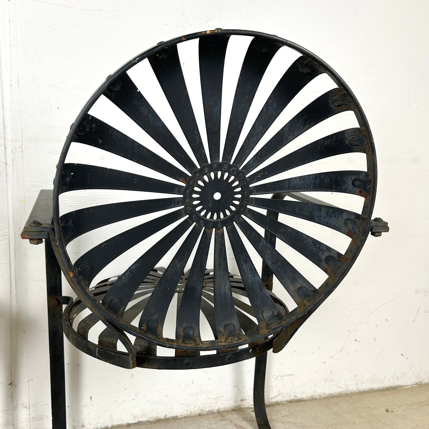 Pair of Vintage Black Cantilever Patio Chairs – French Modern Style Attributed to François Carré