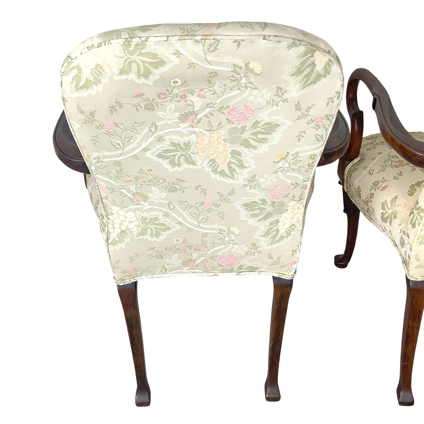 Vintage Pair of Georgian Revival Armchairs | Floral Upholstery | Set of 2