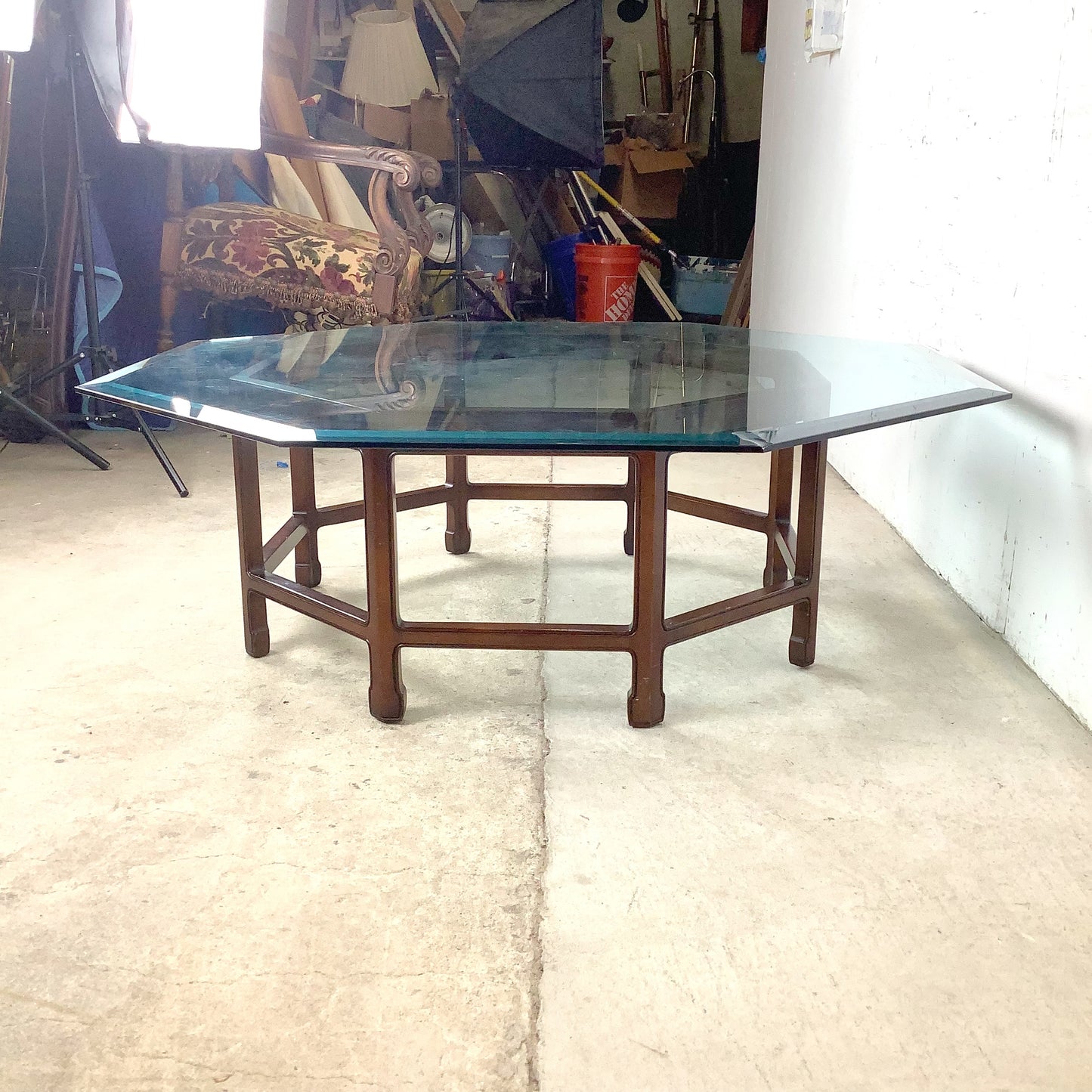 Vintage Modern Octagonal Glass Coffee Table
