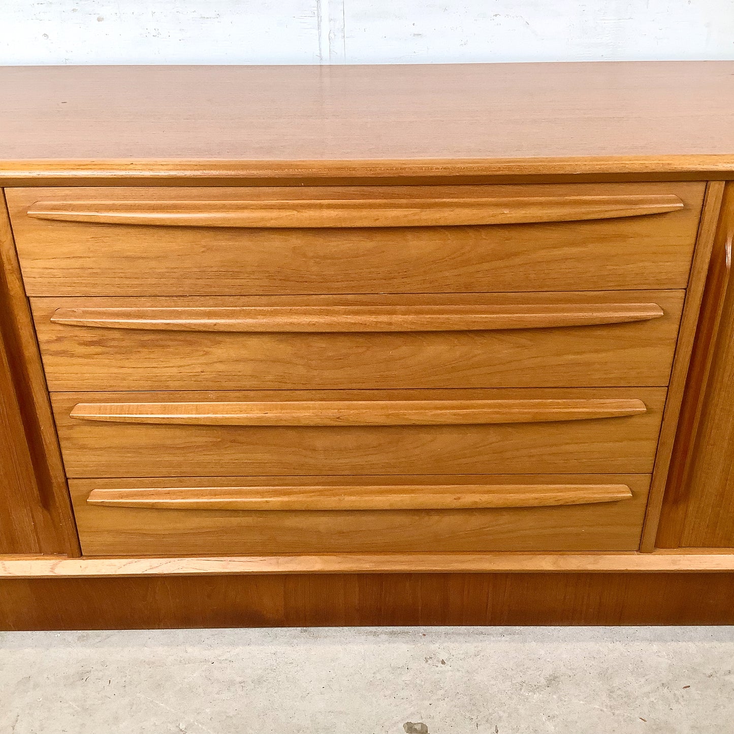 Danish Teak Tambour Door Credenza by Bernhard Pedersen & Søn | 20th Century