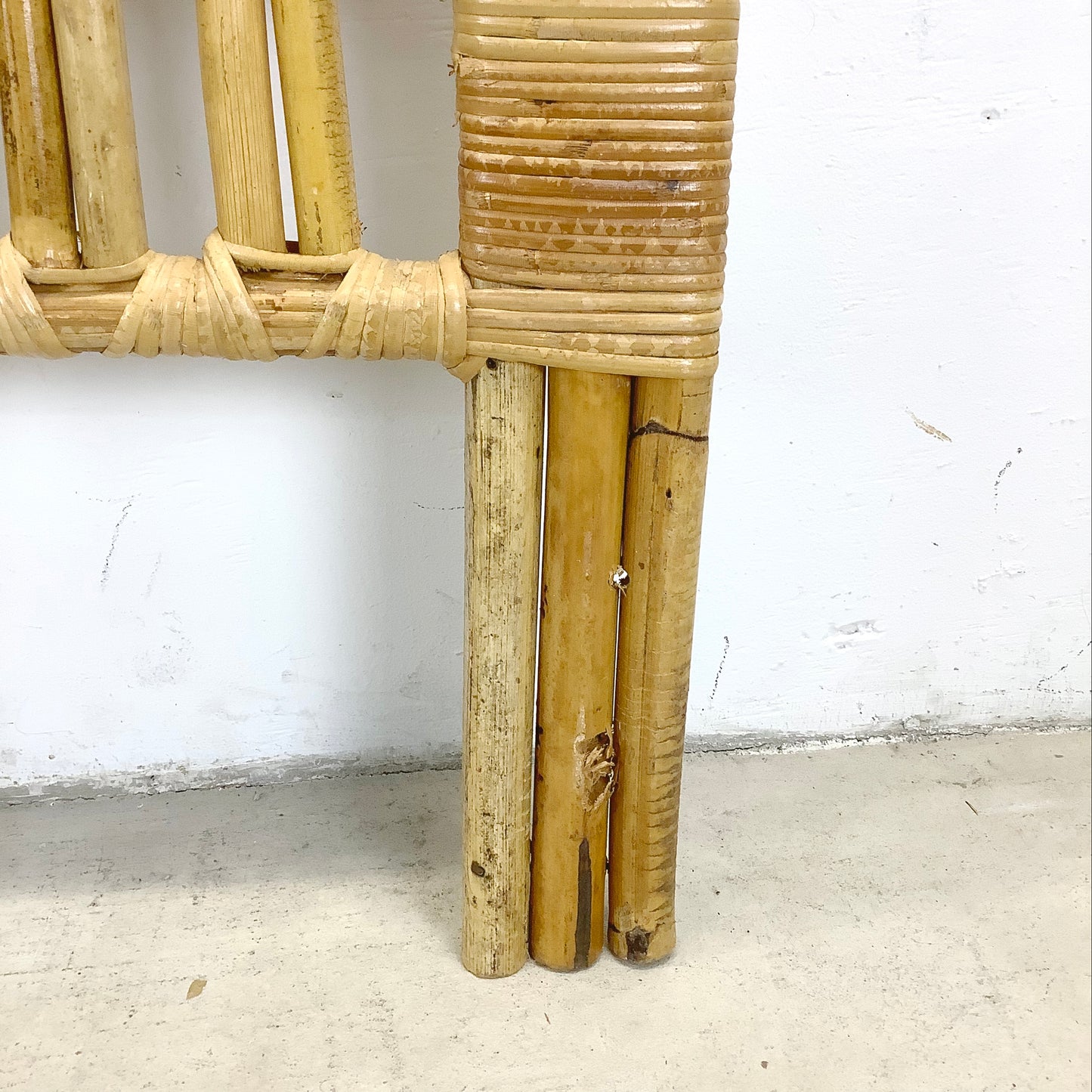 Vintage Coastal Arch Rattan Headboard- Twin