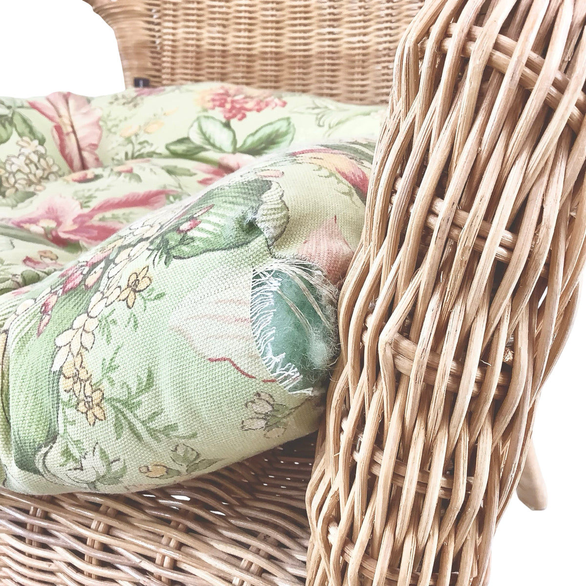 Vintage High-Back Woven Wicker Armchair