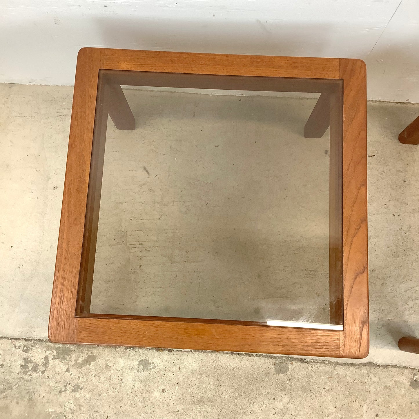 Danish Modern Teak End Tables With Smoked Glass- Pair