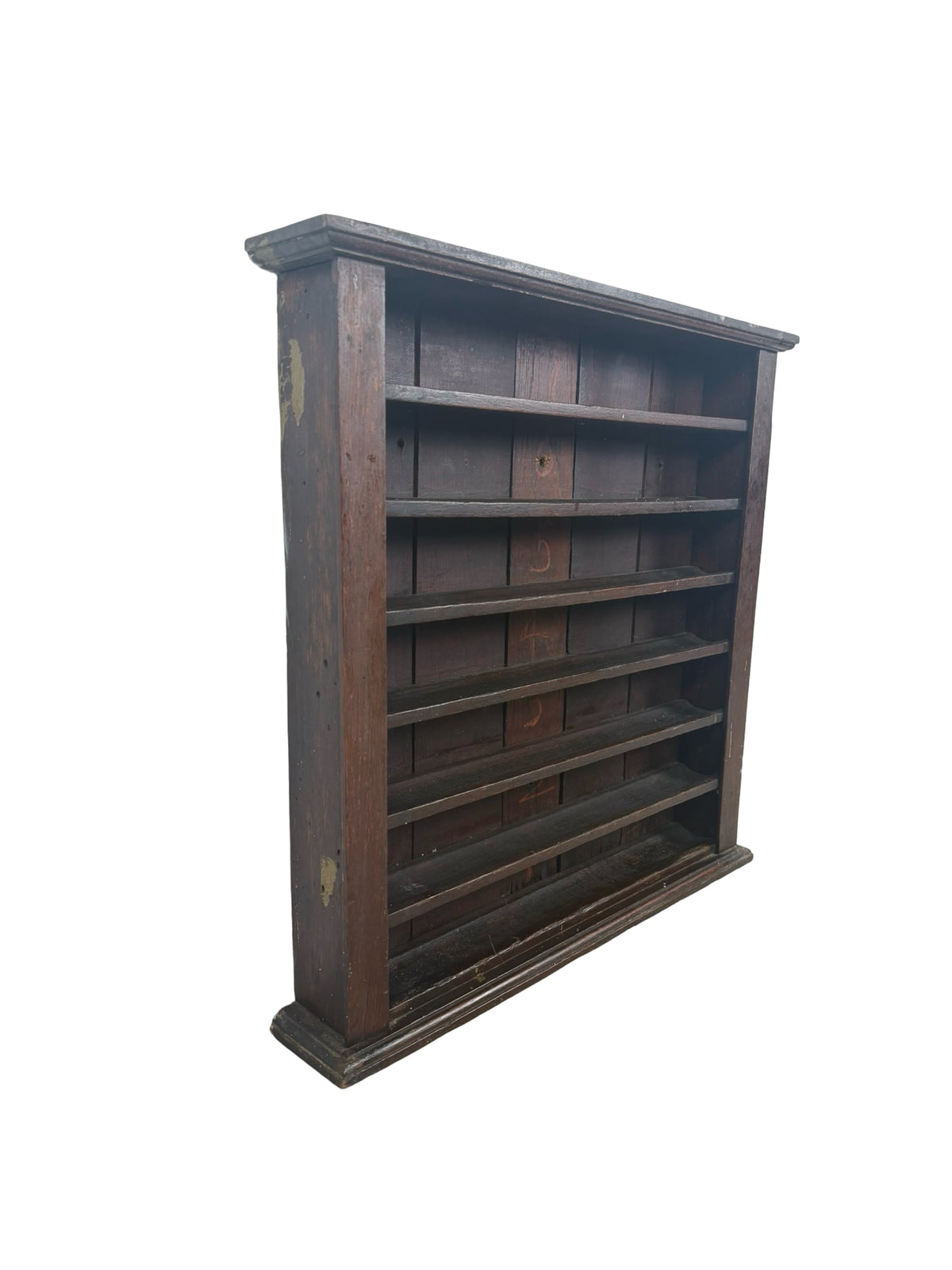 Antique Wooden Billiard Ball Display Rack, Six-Tier Game Room Shelf