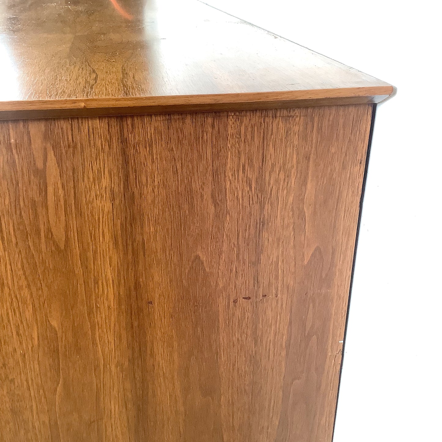 Mid-Century Modern Walnut Dresser and Mirror Set