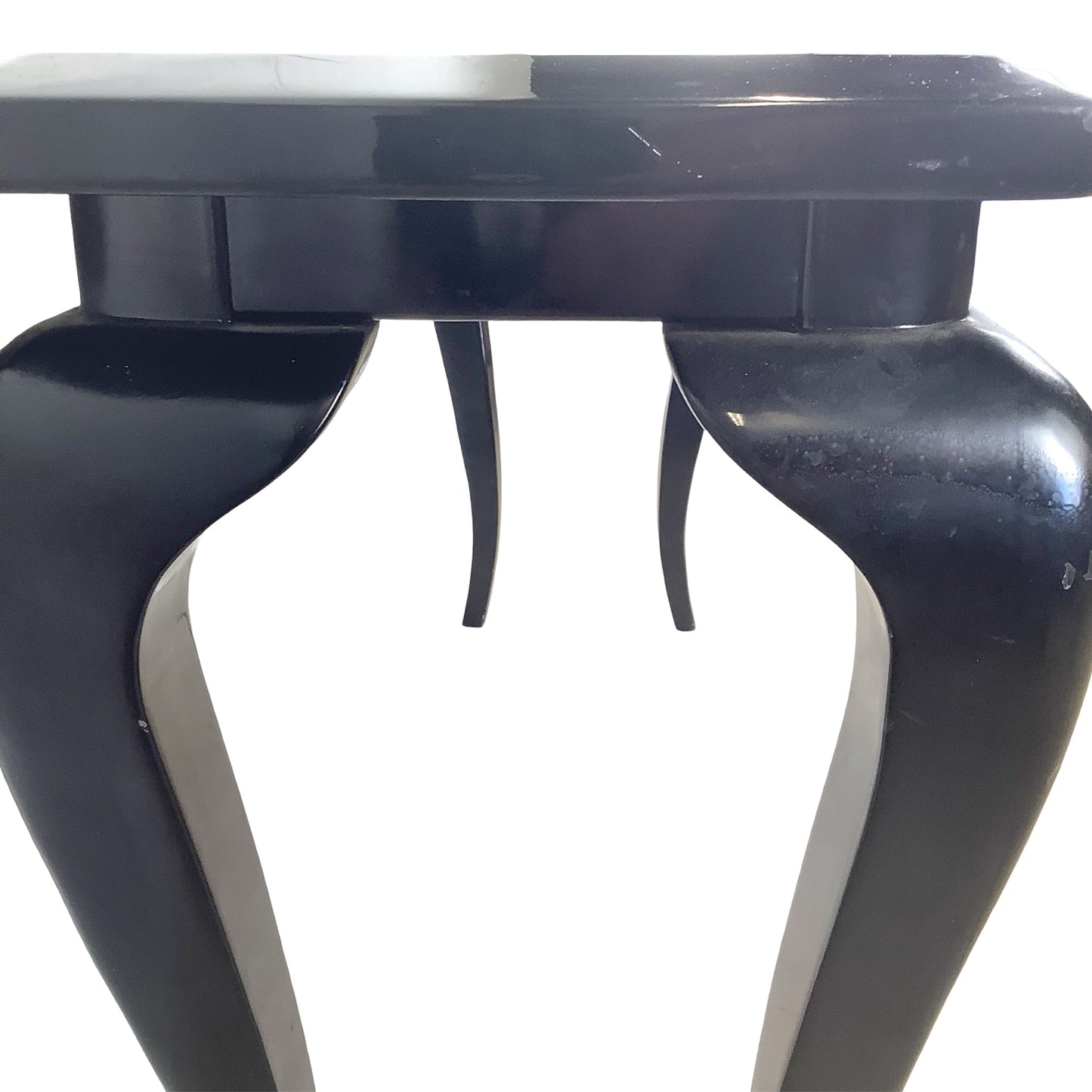 Postmodern Black Lacquer Console Table – Sculptural Legs