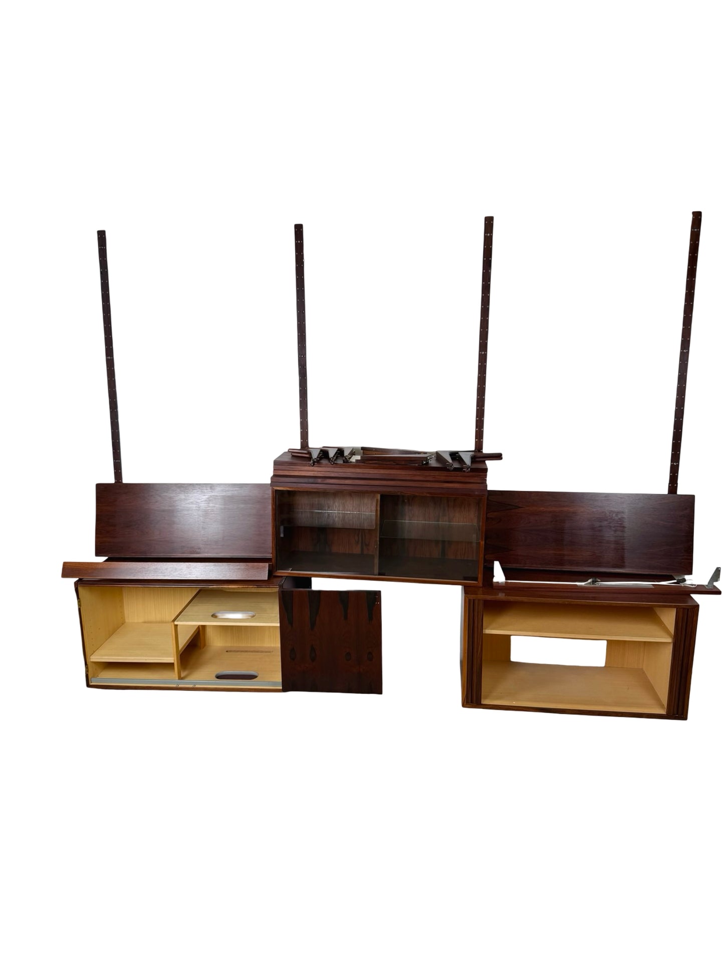 MCM Rosewood Three-Bay Modular Wall Unit, HG Systemi— Denmark, Cado Style
